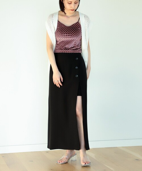 Ray BEAMS（レイビームス）の「Ray BEAMS / アシンメトリー スリット ナロー スカート（スカート・レディース・ブラック/オレンジ/ケリー・0/1）」の5枚目の写真