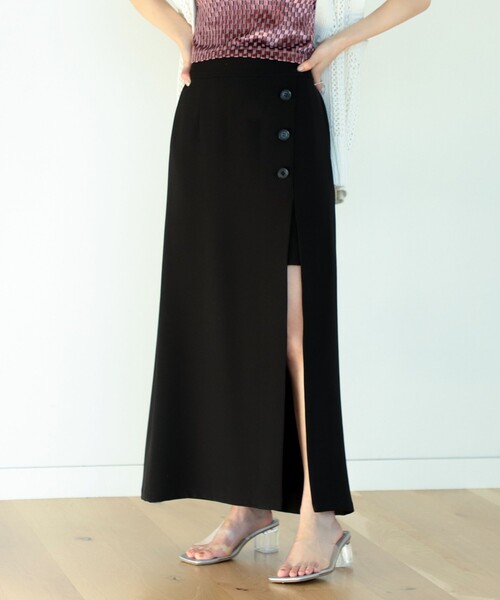 Ray BEAMS（レイビームス）の「Ray BEAMS / アシンメトリー スリット ナロー スカート（スカート・レディース・ブラック/オレンジ/ケリー・0/1）」の6枚目の写真