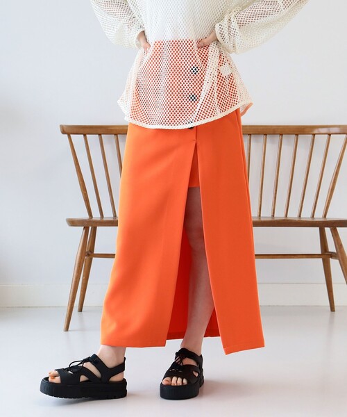 Ray BEAMS（レイビームス）の「Ray BEAMS / アシンメトリー スリット ナロー スカート（スカート・レディース・ブラック/オレンジ/ケリー・0/1）」の14枚目の写真