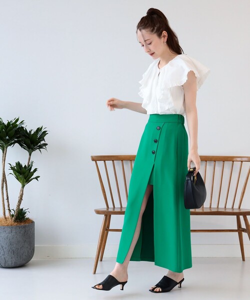 Ray BEAMS（レイビームス）の「Ray BEAMS / アシンメトリー スリット ナロー スカート（スカート・レディース・ブラック/オレンジ/ケリー・0/1）」の19枚目の写真