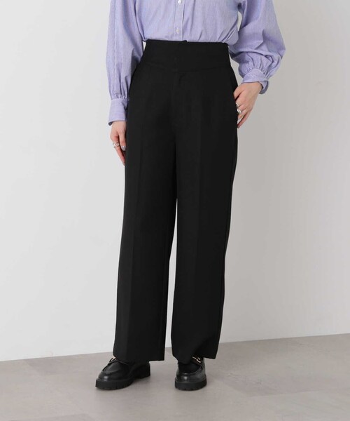 N.（N. Natural Beauty Basic）（エヌエヌナチュラルビューティーベーシック）の「【S Size Line】◆ハイウエスト切替ストレートパンツ（スラックス・レディース・ブラック/ナチュラル/ピンク・SMALL/MEDIUM）」の20枚目の写真