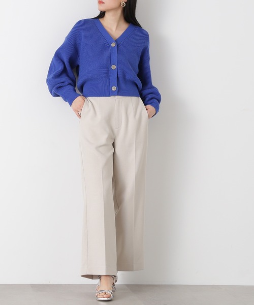 N.（N. Natural Beauty Basic）（エヌエヌナチュラルビューティーベーシック）の「【S Size Line】◆ハイウエスト切替ストレートパンツ（スラックス・レディース・ブラック/ナチュラル/ピンク・SMALL/MEDIUM）」の2枚目の写真