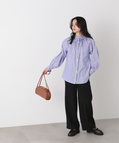 N.（N. Natural Beauty Basic）（エヌエヌナチュラルビューティーベーシック）の「【S Size Line】◆ハイウエスト切替ストレートパンツ（スラックス・レディース・ブラック/ナチュラル/ピンク・SMALL/MEDIUM）」の5枚目の写真