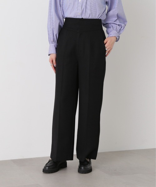 N.（N. Natural Beauty Basic）（エヌエヌナチュラルビューティーベーシック）の「【S Size Line】◆ハイウエスト切替ストレートパンツ（スラックス・レディース・ブラック/ナチュラル/ピンク・SMALL/MEDIUM）」の4枚目の写真