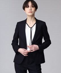 未使用品 INDIVI インディヴィ シルク混 セットアップスーツ 上下 M 春SALE！【日本製／トリアセテート混】スタイルアップ ノー