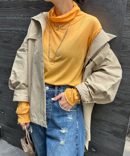 DouDou（ドゥドゥ）の「SS NEWシアータートル（Tシャツ/カットソー・レディース・オレンジ/サックスブルー/グレイッシュベージュ/オフホワイト・FREE）」の6枚目の写真