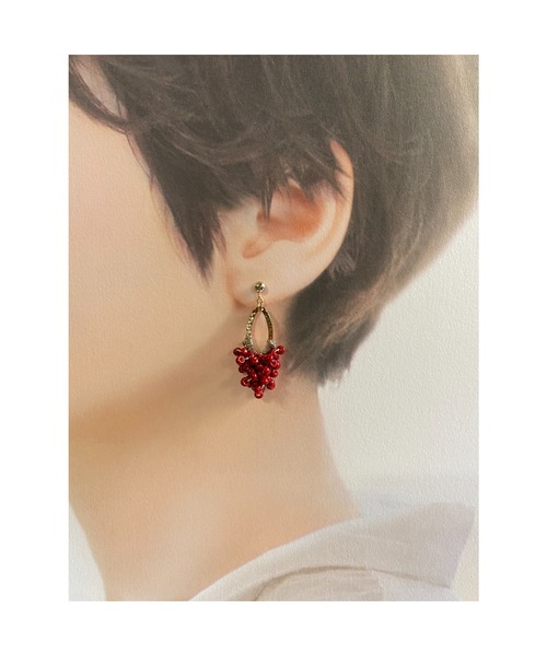 tone(トーン)の「【Hi-na】つぶつぶビーズクロッシェ(ビーズ編み) イヤリング(MA)(イヤリング・レディース・レッド/その他/クリア/ブラック・FREE)」の12枚目の写真