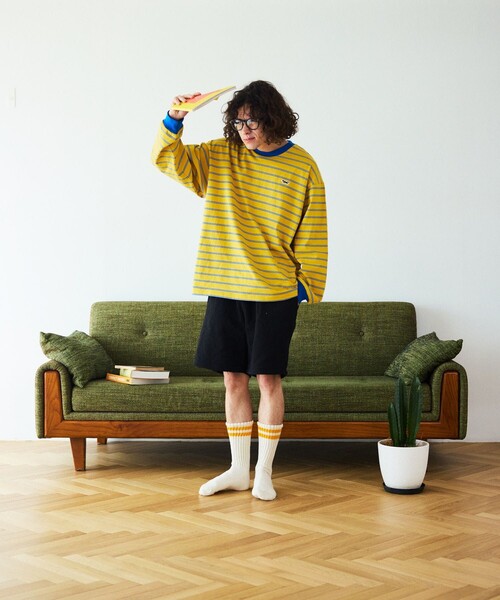 TOWNCRAFT(タウンクラフト)の「TOWN CRAFT/タウンクラフト 別注 マルチボーダーロングスリーブTシャツ/ロンT(Tシャツ/カットソー・メンズ・ホワイト/ブラック/パープル/グレー/イエロー・LARGE/MEDIUM)」の16枚目の写真