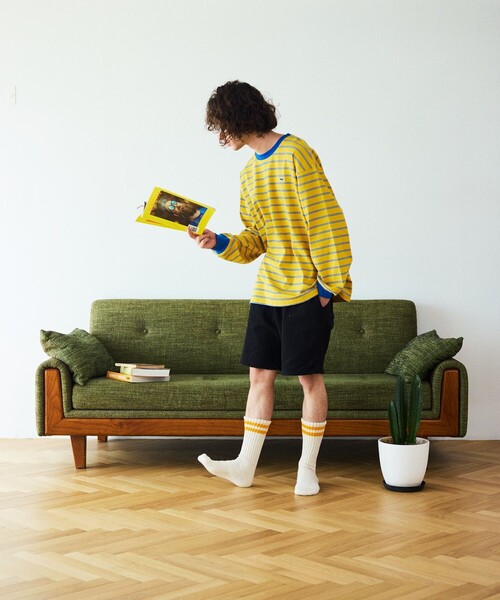 TOWNCRAFT(タウンクラフト)の「TOWN CRAFT/タウンクラフト 別注 マルチボーダーロングスリーブTシャツ/ロンT(Tシャツ/カットソー・メンズ・ホワイト/ブラック/パープル/グレー/イエロー・LARGE/MEDIUM)」の21枚目の写真