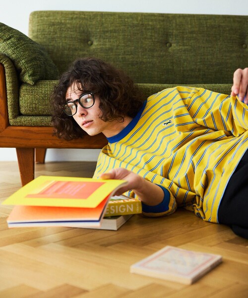 TOWNCRAFT(タウンクラフト)の「TOWN CRAFT/タウンクラフト 別注 マルチボーダーロングスリーブTシャツ/ロンT(Tシャツ/カットソー・メンズ・ホワイト/ブラック/パープル/グレー/イエロー・LARGE/MEDIUM)」の6枚目の写真