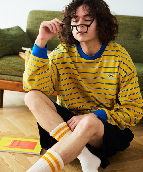 TOWNCRAFT(タウンクラフト)の「TOWN CRAFT/タウンクラフト 別注 マルチボーダーロングスリーブTシャツ/ロンT(Tシャツ/カットソー・メンズ・ホワイト/ブラック/パープル/グレー/イエロー・LARGE/MEDIUM)」の18枚目の写真