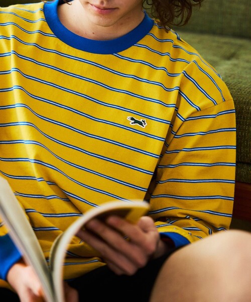 TOWNCRAFT(タウンクラフト)の「TOWN CRAFT/タウンクラフト 別注 マルチボーダーロングスリーブTシャツ/ロンT(Tシャツ/カットソー・メンズ・ホワイト/ブラック/パープル/グレー/イエロー・LARGE/MEDIUM)」の8枚目の写真