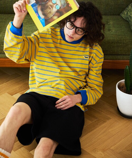 TOWNCRAFT(タウンクラフト)の「TOWN CRAFT/タウンクラフト 別注 マルチボーダーロングスリーブTシャツ/ロンT(Tシャツ/カットソー・メンズ・ホワイト/ブラック/パープル/グレー/イエロー・LARGE/MEDIUM)」の19枚目の写真