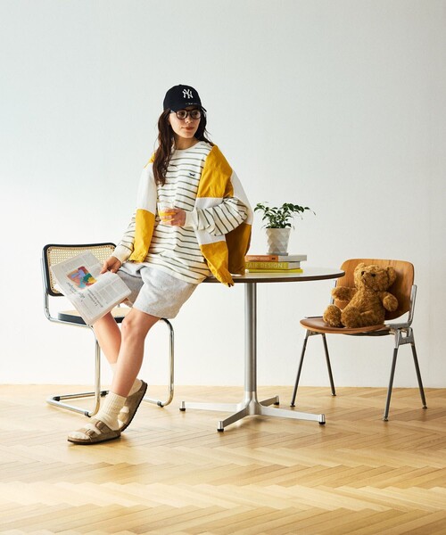 TOWNCRAFT(タウンクラフト)の「TOWN CRAFT/タウンクラフト 別注 マルチボーダーロングスリーブTシャツ/ロンT(Tシャツ/カットソー・メンズ・ホワイト/ブラック/パープル/グレー/イエロー・LARGE/MEDIUM)」の9枚目の写真