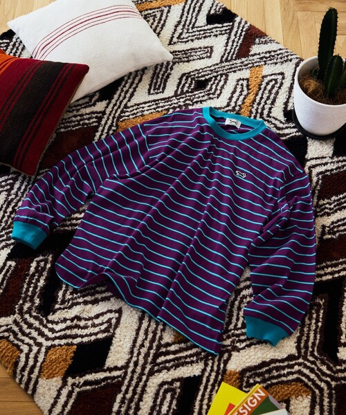 TOWNCRAFT(タウンクラフト)の「TOWN CRAFT/タウンクラフト 別注 マルチボーダーロングスリーブTシャツ/ロンT(Tシャツ/カットソー・メンズ・ホワイト/ブラック/パープル/グレー/イエロー・LARGE/MEDIUM)」の15枚目の写真