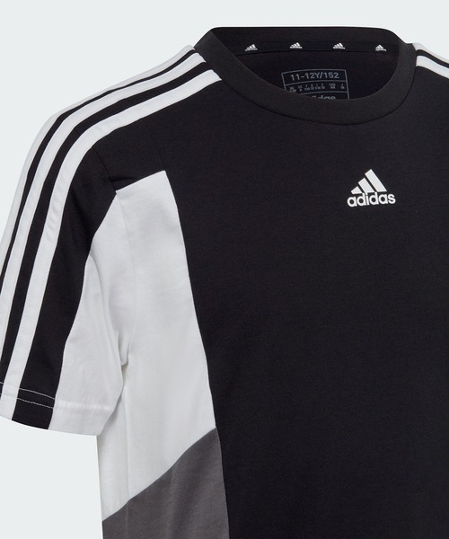 adidas(アディダス)の「カラーブロック スリーストライプス レギュラーフィット 半袖Tシャツ / アディダス adidas(Tシャツ/カットソー・キッズ・ブルー/ネイビー/ブラック・130/140/150/160)」の7枚目の写真
