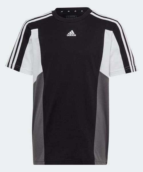 adidas(アディダス)の「カラーブロック スリーストライプス レギュラーフィット 半袖Tシャツ / アディダス adidas(Tシャツ/カットソー・キッズ・ブルー/ネイビー/ブラック・130/140/150/160)」の5枚目の写真