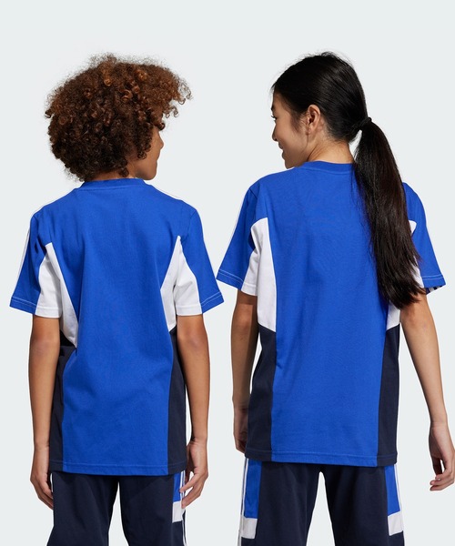 adidas(アディダス)の「カラーブロック スリーストライプス レギュラーフィット 半袖Tシャツ / アディダス adidas(Tシャツ/カットソー・キッズ・ブルー/ネイビー/ブラック・130/140/150/160)」の14枚目の写真