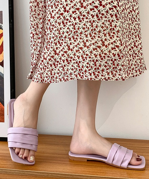 STYLEBLOCK(スタイルブロック)の「ソフトPUフラットサンダル(サンダル・レディース・パープル/レッド/ブラック/カーキ/ベージュ・38/37/36/35/39/40)」の1枚目の写真