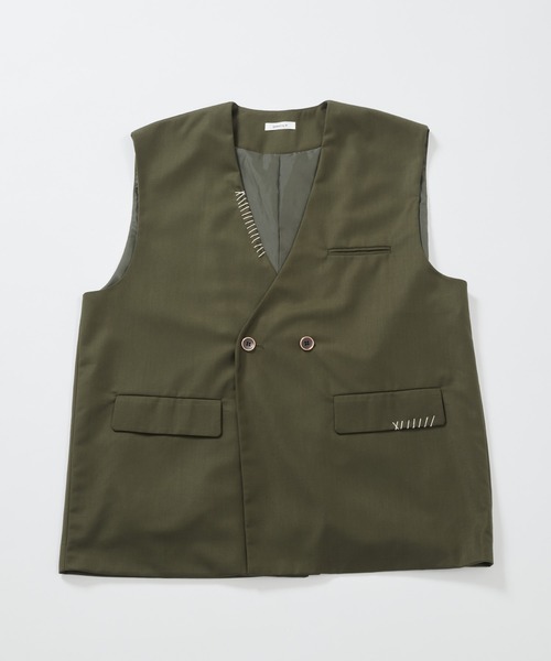 ONCILY(オンシェリー)の「【SET UP可能】HAND STITCH DOUBLE GILET VEST / ハンドステッチダブルジレベスト(ベスト・メンズ・カーキ/ネイビー/ダークブラウン・LARGE/MEDIUM)」の1枚目の写真