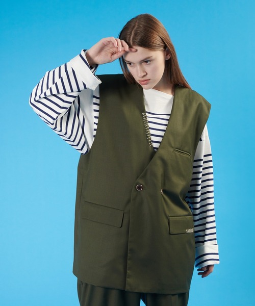 ONCILY(オンシェリー)の「【SET UP可能】HAND STITCH DOUBLE GILET VEST / ハンドステッチダブルジレベスト(ベスト・メンズ・カーキ/ネイビー/ダークブラウン・LARGE/MEDIUM)」の18枚目の写真
