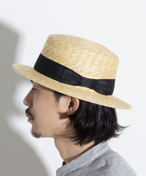 GLOSTER（グロスター）の「【GLOSTER/グロスター】STRAW BOATER HAT ストローハット 麦わら カンカン帽（ハット・メンズ・ブラック/ベージュ/アイボリー・FREE）」の11枚目の写真