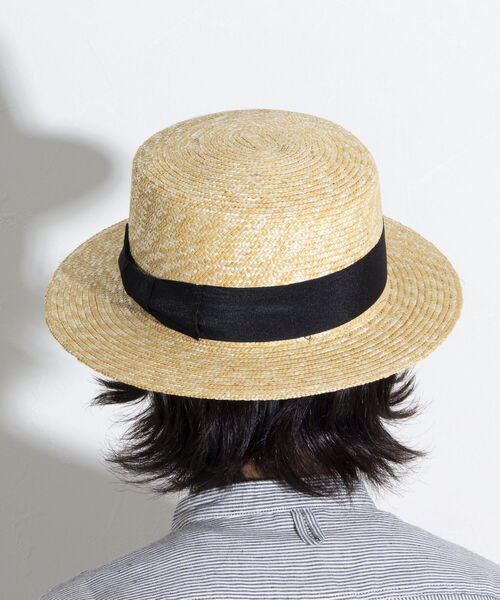 GLOSTER（グロスター）の「【GLOSTER/グロスター】STRAW BOATER HAT ストローハット 麦わら カンカン帽（ハット・メンズ・ブラック/ベージュ/アイボリー・FREE）」の9枚目の写真