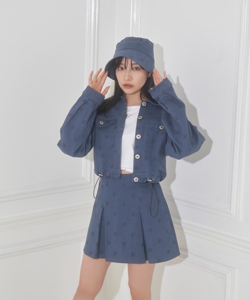 ANDGEEBEE（アンジービー）の「総柄ツイルスカパン（スカート・レディース・チャコールグレー/ブルー・MEDIUM）」の8枚目の写真