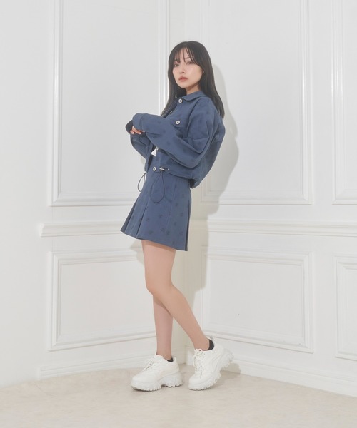 ANDGEEBEE（アンジービー）の「総柄ツイルスカパン（スカート・レディース・チャコールグレー/ブルー・MEDIUM）」の5枚目の写真