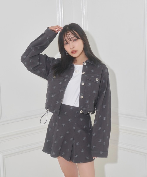 ANDGEEBEE（アンジービー）の「総柄ツイルスカパン（スカート・レディース・チャコールグレー/ブルー・MEDIUM）」の13枚目の写真