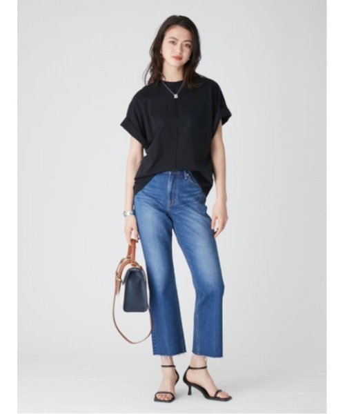 Mila Owen（ミラオーウェン）の「ロールアップスリーブドルマンカットトップス【ウォッシャブル/手洗い可能】（Tシャツ/カットソー・レディース・ホワイト/ブラック/ピンクベージュ・0/1）」の10枚目の写真