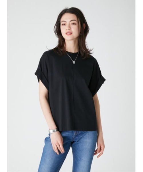 Mila Owen（ミラオーウェン）の「ロールアップスリーブドルマンカットトップス【ウォッシャブル/手洗い可能】（Tシャツ/カットソー・レディース・ホワイト/ブラック/ピンクベージュ・0/1）」の16枚目の写真