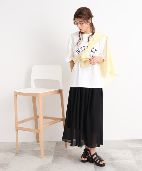 SHOO・LA・RUE(シューラルー)の「◆【歩くたびに軽やかに揺れる】ウエストギャザー スカート(スカート・レディース・ライトグレー/ネイビー/ブラウン系/ブラック・00)」の12枚目の写真