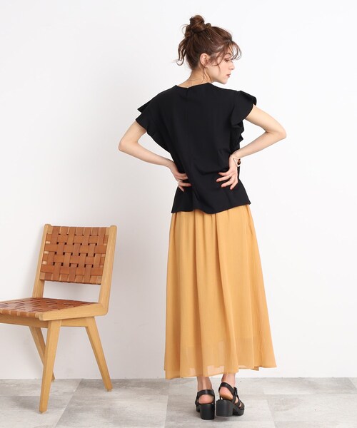 SHOO・LA・RUE(シューラルー)の「◆【歩くたびに軽やかに揺れる】ウエストギャザー スカート(スカート・レディース・ライトグレー/ネイビー/ブラウン系/ブラック・00)」の19枚目の写真