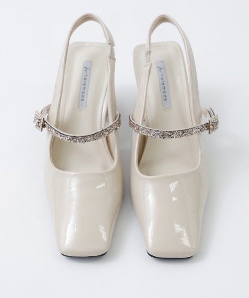 グリッターストラップ付きスクエアトゥパーティーパンプス（パンプス）｜niana（ニアナ）