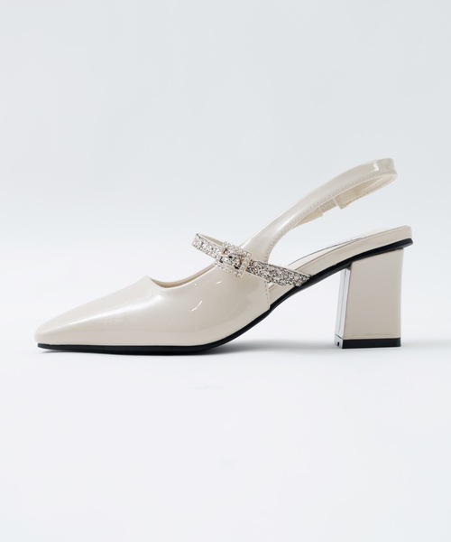 グリッターストラップ付きスクエアトゥパーティーパンプス（パンプス）｜niana（ニアナ）