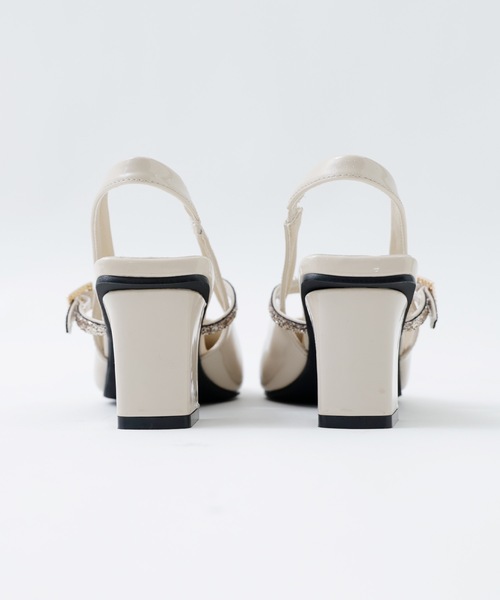 グリッターストラップ付きスクエアトゥパーティーパンプス（パンプス）｜niana（ニアナ）