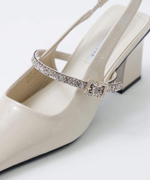 グリッターストラップ付きスクエアトゥパーティーパンプス（パンプス）｜niana（ニアナ）