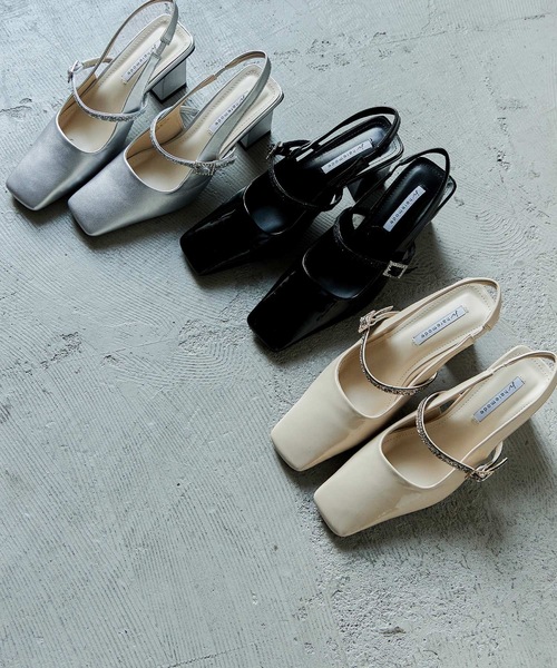 グリッターストラップ付きスクエアトゥパーティーパンプス（パンプス）｜niana（ニアナ）