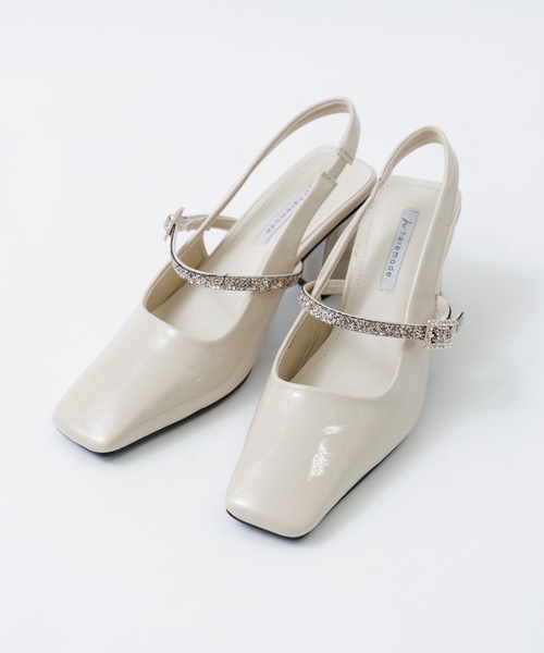 グリッターストラップ付きスクエアトゥパーティーパンプス（パンプス）｜niana（ニアナ）
