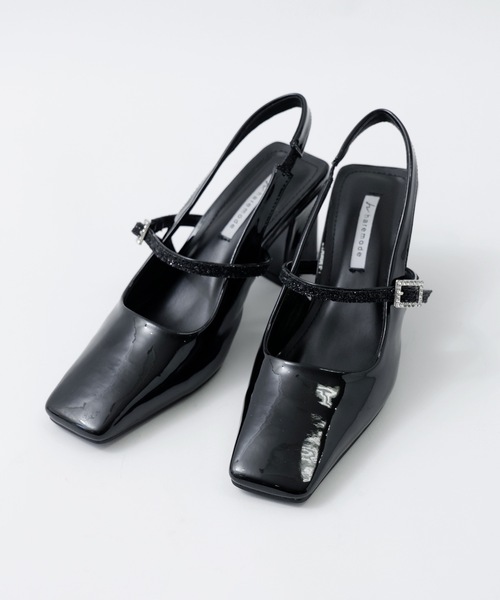 グリッターストラップ付きスクエアトゥパーティーパンプス（パンプス）｜niana（ニアナ）