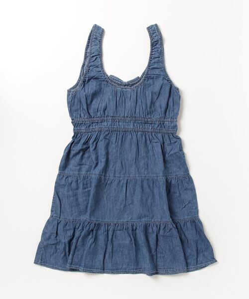 GAP(ギャップ)の「ウォッシュウェル デニム ティアード ミニワンピース(ワンピース・レディース・ライトインディゴブルー・M/L/XS/S/XXS)」の2枚目の写真