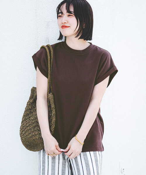 ITEMS URBANRESEARCH（アイテムズ アーバンリサーチ）の「『UR TECH』フレンチTシャツ（Tシャツ/カットソー・レディース・ブラウン/ブラック/ホワイト・FREE）」の3枚目の写真