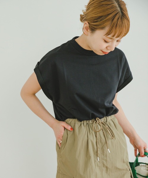 ITEMS URBANRESEARCH（アイテムズ アーバンリサーチ）の「『UR TECH』フレンチTシャツ（Tシャツ/カットソー・レディース・ブラウン/ブラック/ホワイト・FREE）」の2枚目の写真