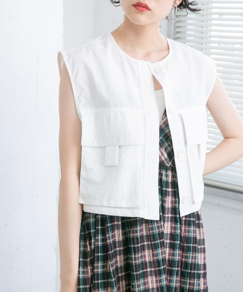 KBF（ケイビーエフ）の「ミリタリーショートベスト（ベスト・レディース・チャコールグレー/オフホワイト/ライトカーキ・ONE）」の16枚目の写真