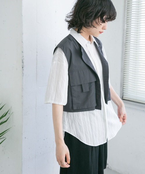 KBF（ケイビーエフ）の「ミリタリーショートベスト（ベスト・レディース・チャコールグレー/オフホワイト/ライトカーキ・ONE）」の12枚目の写真