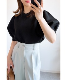 【ZOZO限定】パフスリーブスポンジニットトップス