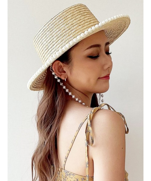 DURAS（デュラス）の「フェイクパールチェーン付きハット（ハット・レディース・ナチュラル・FREE）」の9枚目の写真