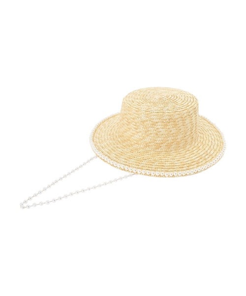 DURAS（デュラス）の「フェイクパールチェーン付きハット（ハット・レディース・ナチュラル・FREE）」の3枚目の写真