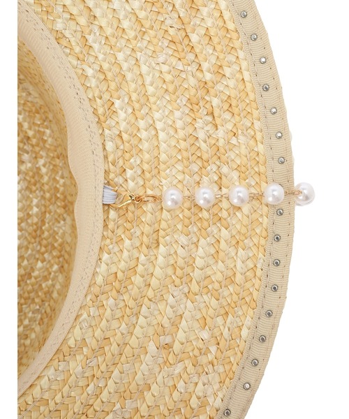DURAS（デュラス）の「フェイクパールチェーン付きハット（ハット・レディース・ナチュラル・FREE）」の6枚目の写真